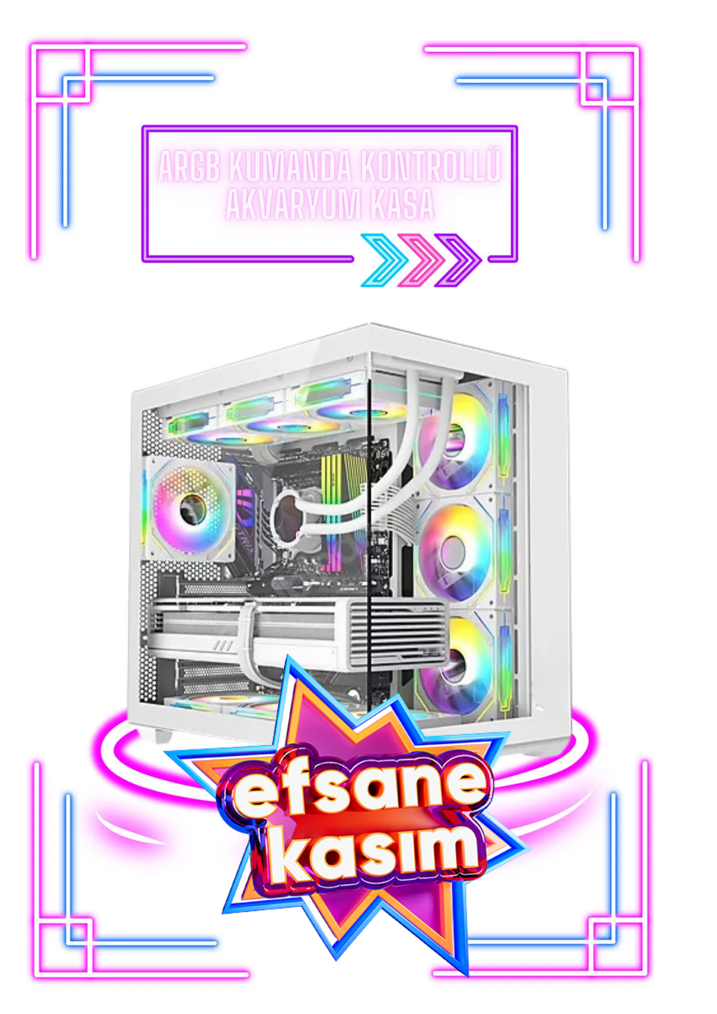 AMD RYZEN 7 7800X3D-RTX5070 12GB- 32GB RAM-1 TB M2SSD-360MM SIVI SOĞUTMA-BEYAZ AKVARYU KASA