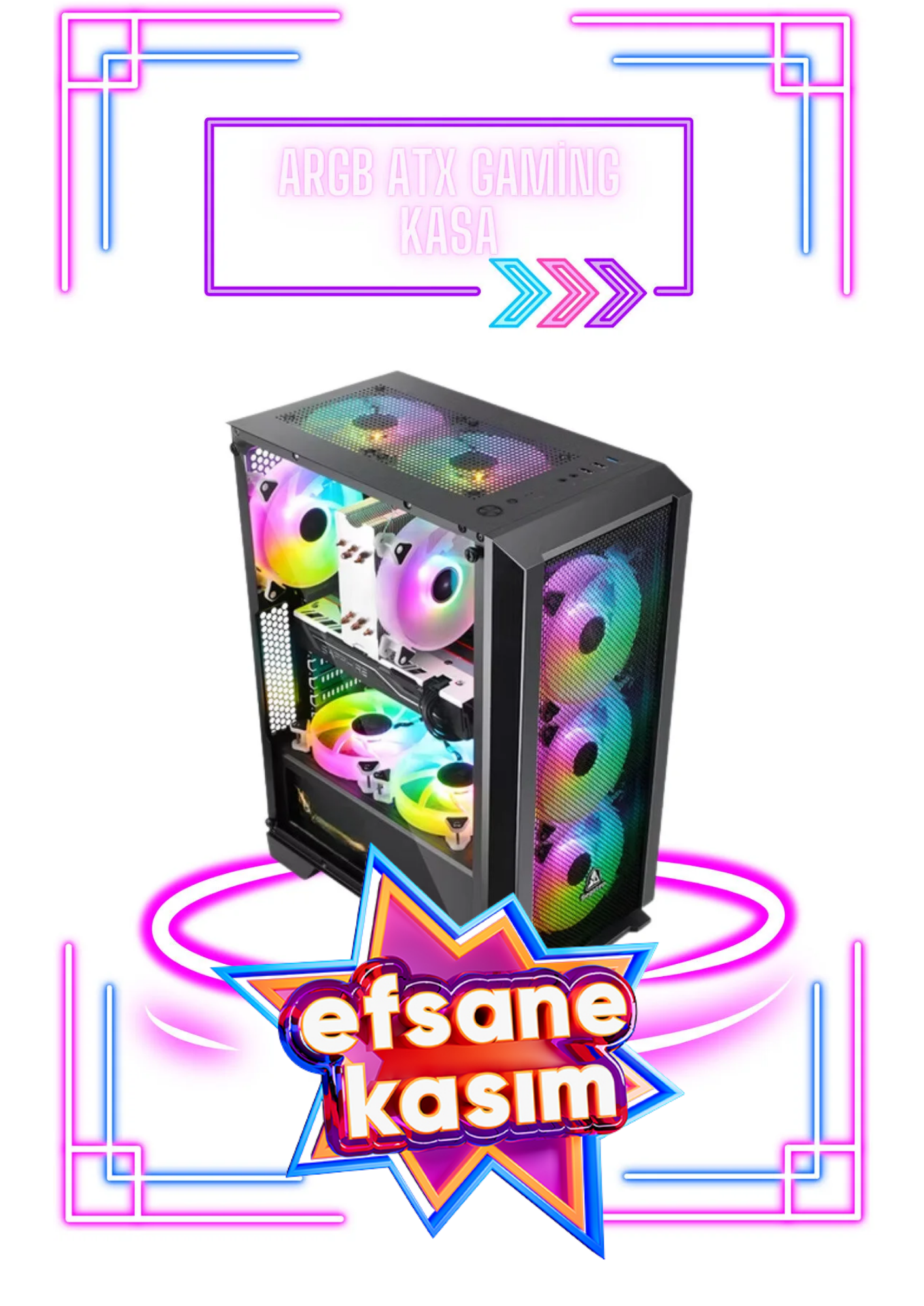 RYZEN 5 7500F-RTX 5060 8 GB-32 GB RAM-500 GB M2 SSD-ARGB ATX SİYAH KASA